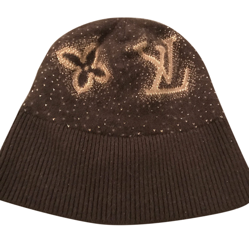 Louis Vuitton Taupe Brown Monogram Wool Grand Froid Pom Beanie For