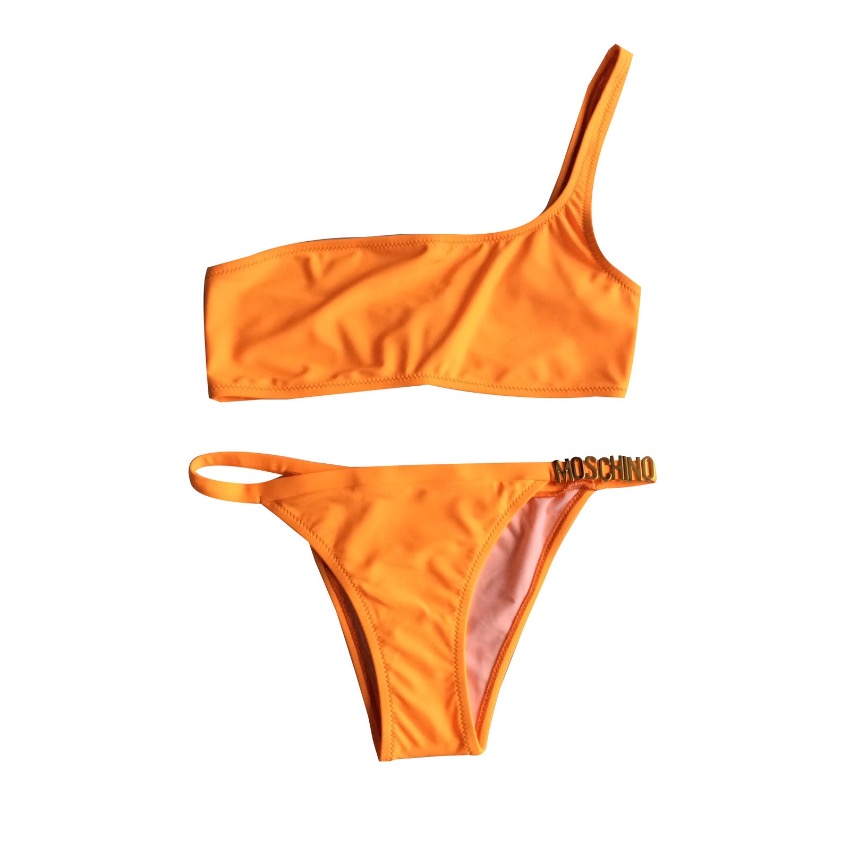 one shoulder orange bikini