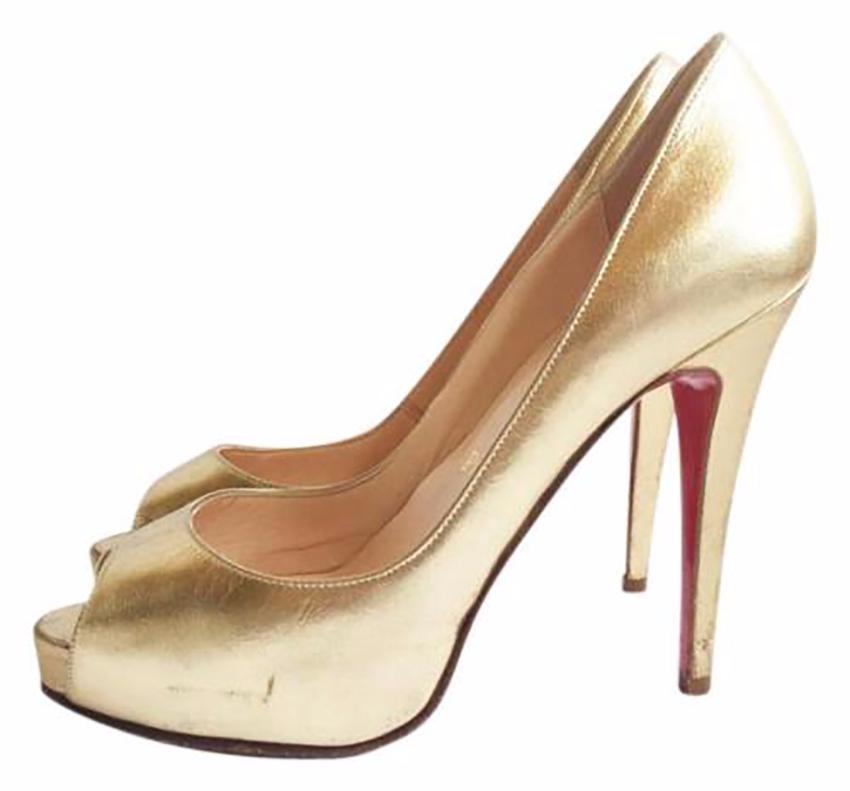 christian louboutin gold heels