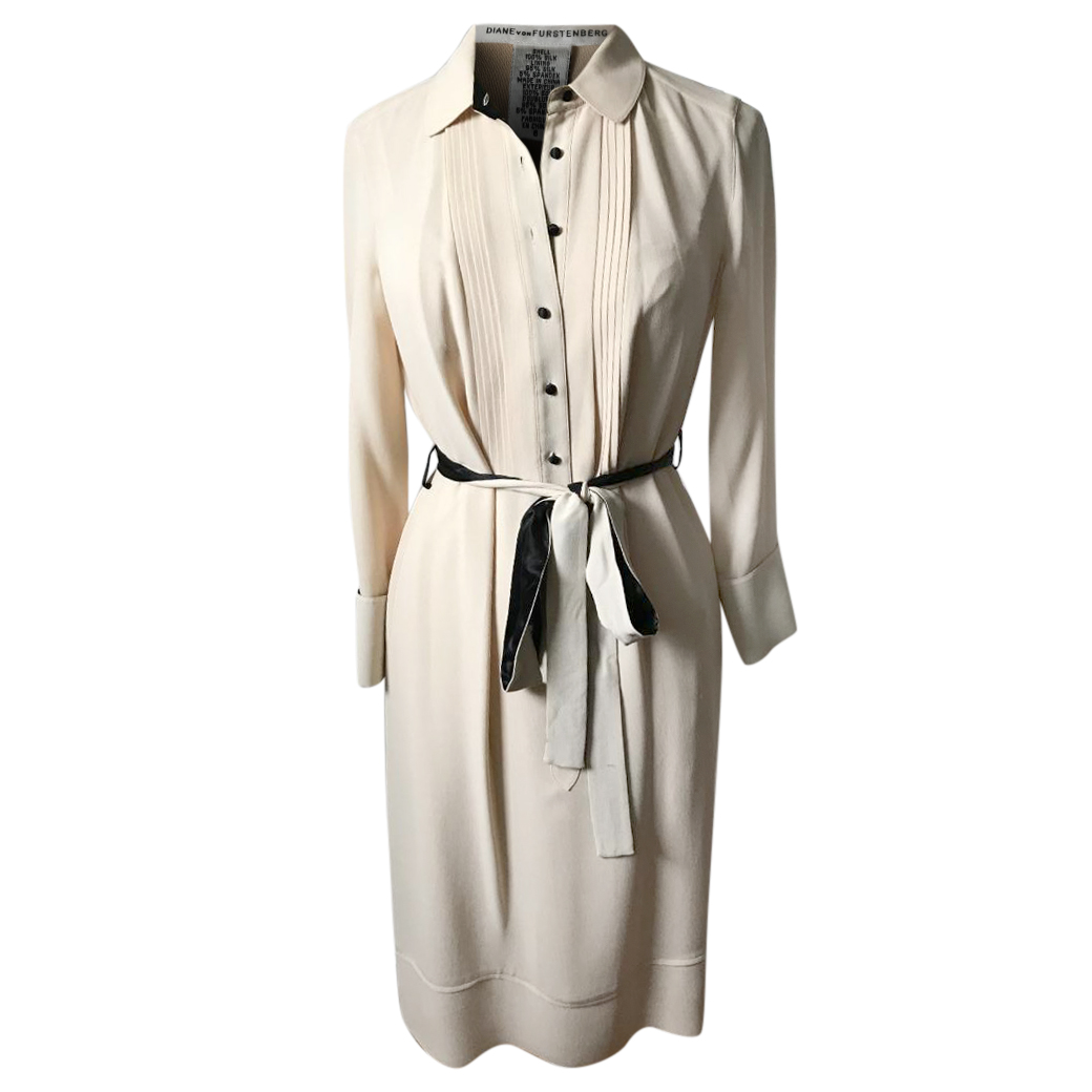 cream silk shirt dress