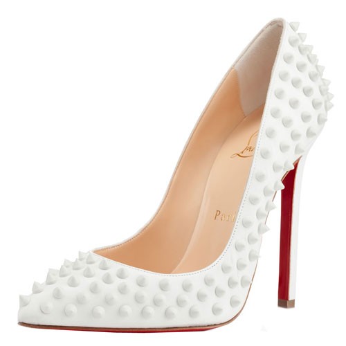 louboutin white spiked heels