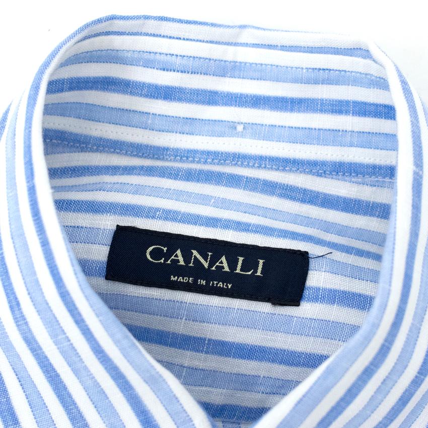 Canali Mens Blue Striped Shirt | HEWI