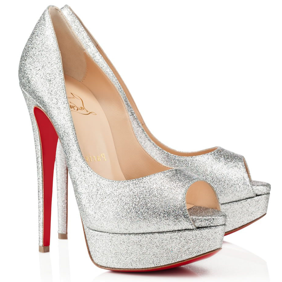 louboutin silver sparkly heels