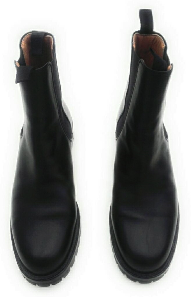 black leather booties flat
