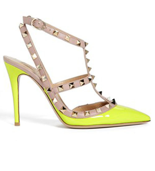 neon yellow valentino rockstuds