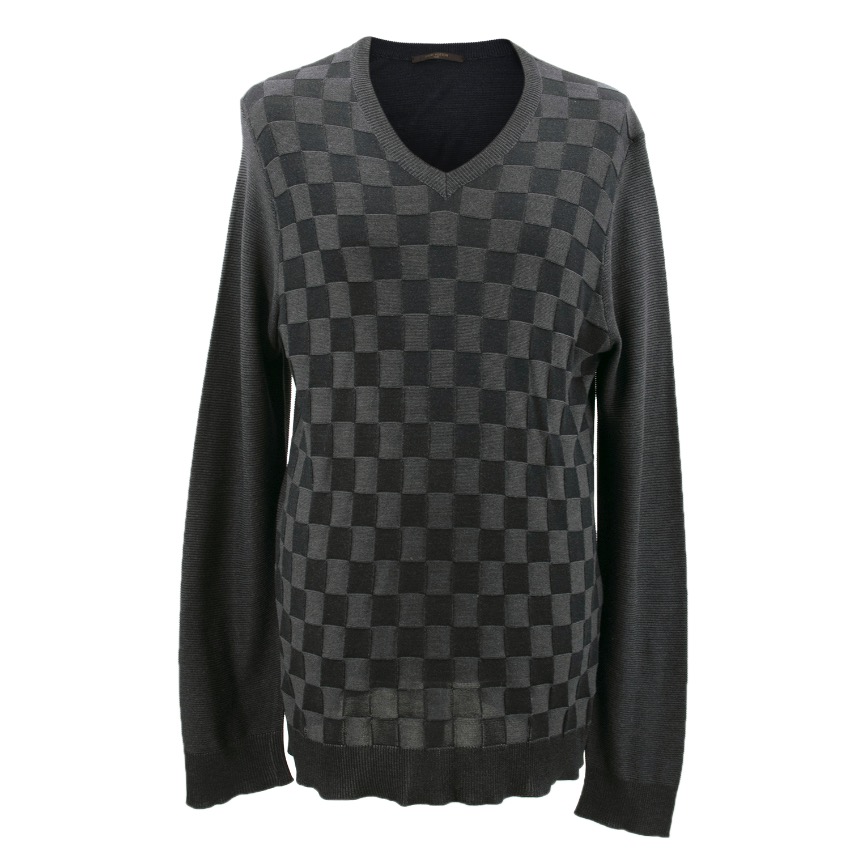Louis Vuitton Grey Checkered Print Jumper | HEWI
