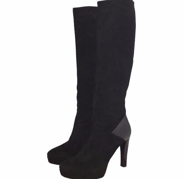 black suede platform boots