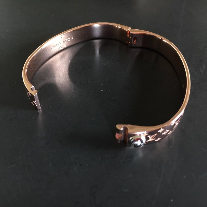 Louis Vuitton Cuff Monogram Bangle Bracelet M00253 Pink Gold Metal