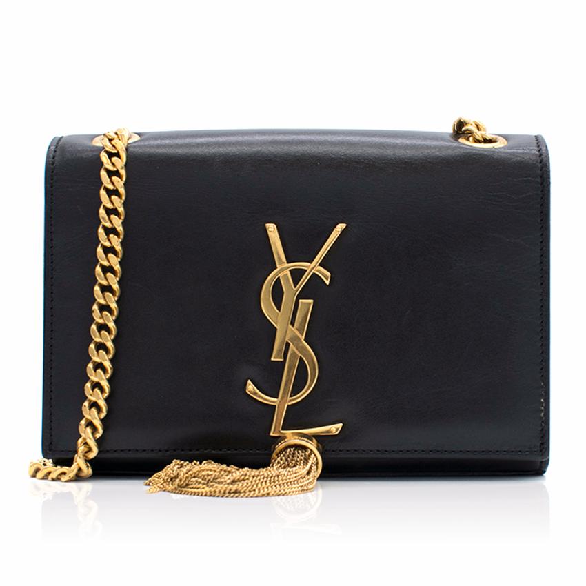 ysl black bag with gold tassel