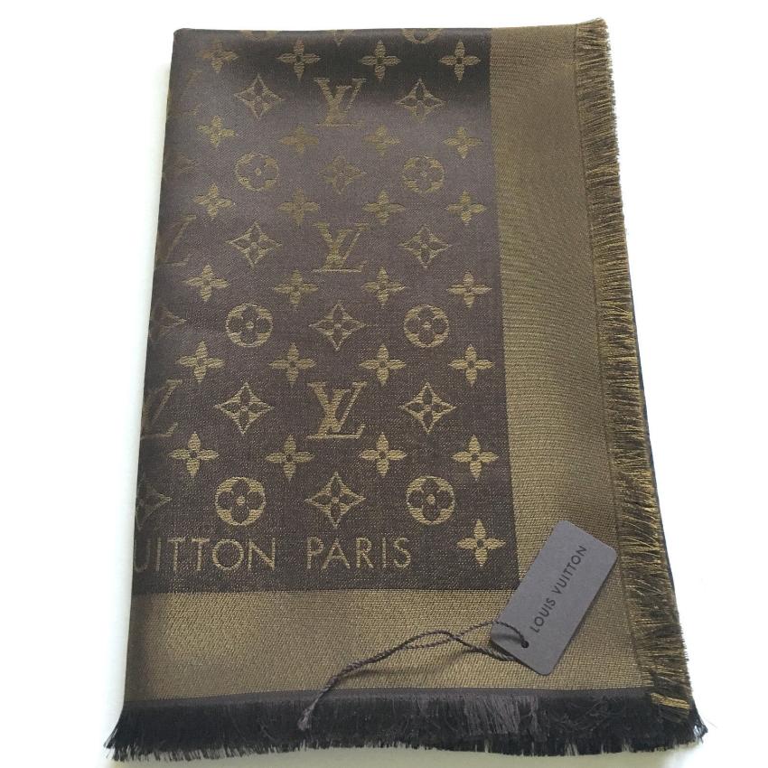 Louis Vuitton Brown And Gold Shine Shawl Scarf 2 | HEWI