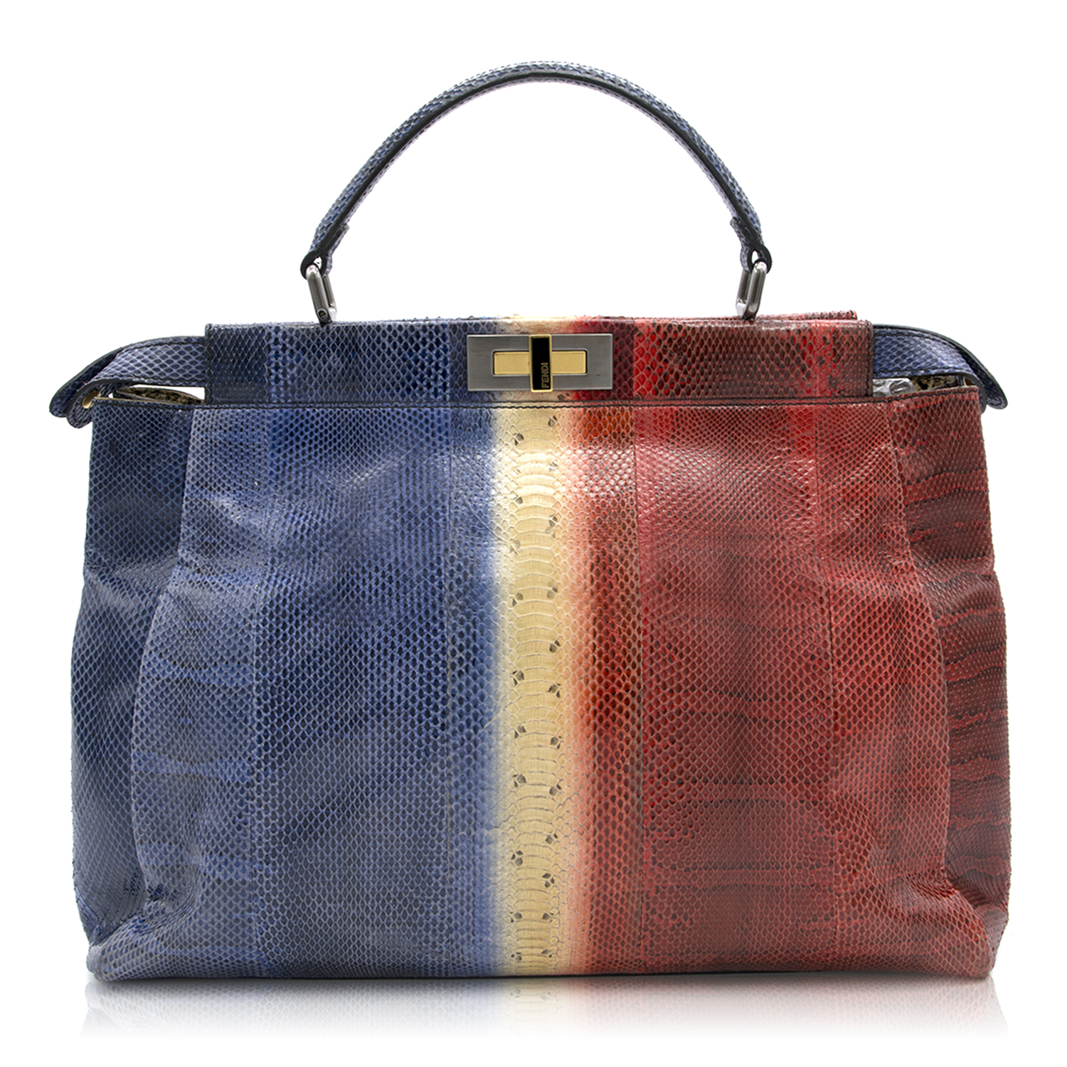 Fendi Multicolor Python Leather Large Peekaboo Tote Bag | HEWI