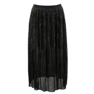 Rosetta Getty Black with Gold Thread Pleated Skirt