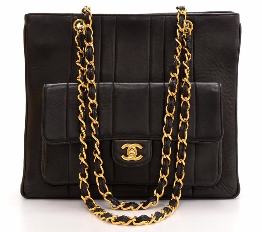 Chanel Black Vertical Quilted Vintage Timeless Shoulder Bag | HEWI London