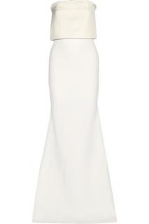 Victoria Beckham Cream Silk Column Strapless Gown 