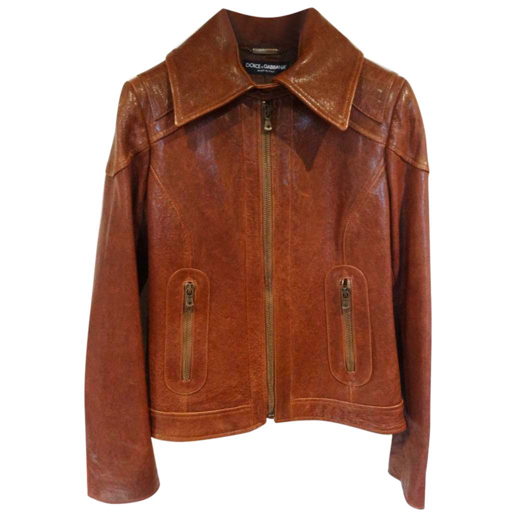 Dolce Gabbana Brown Leather Jacket | HEWI