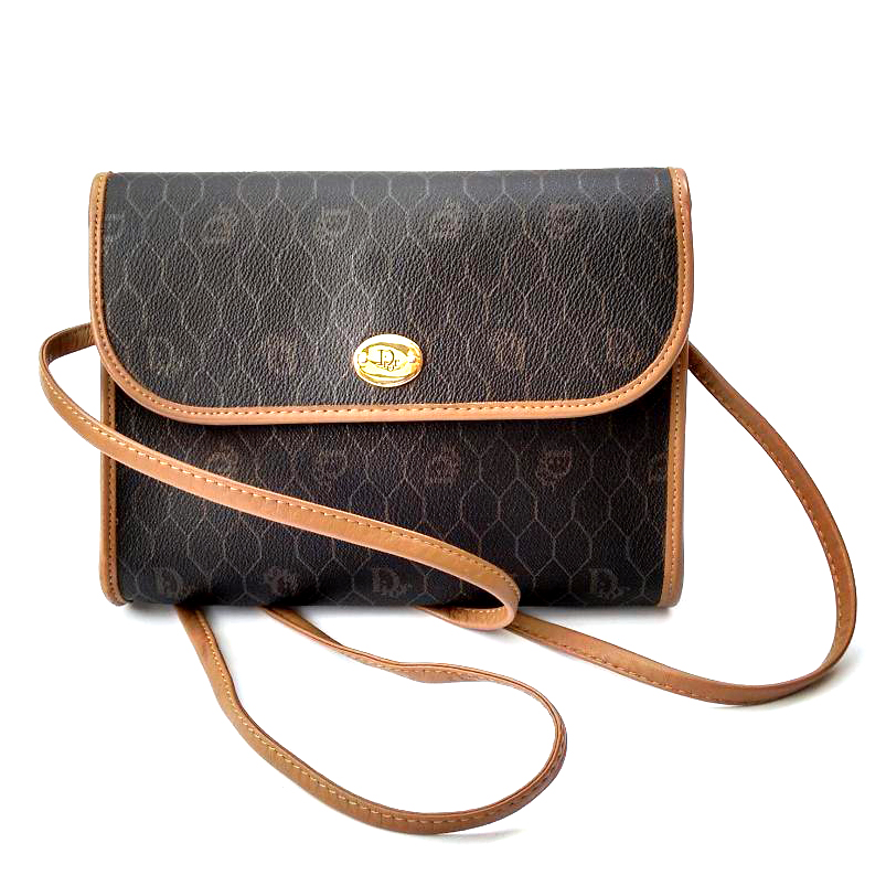 Christian Dior Vintage Brown Monogrammed Shoulder Crossbody Bag | HEWI