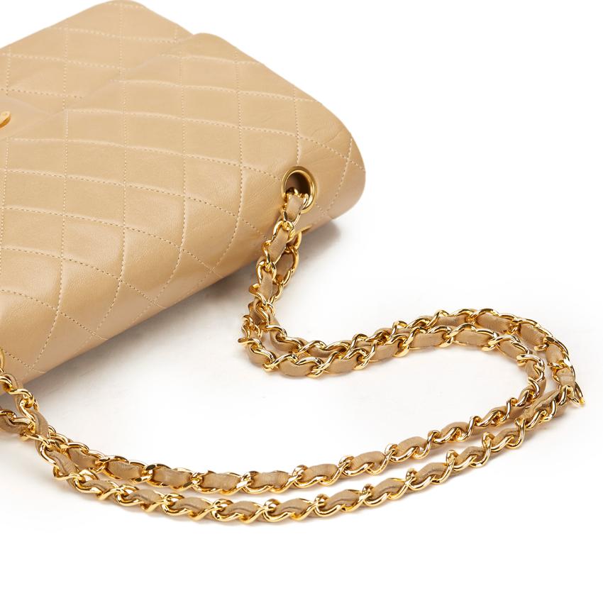 Chanel Beige Quilted Lambskin Vintage Double Flap Bag | HEWI London