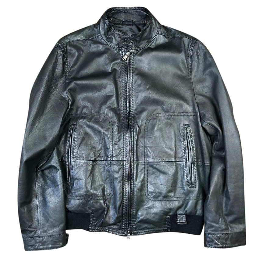 hugo boss leather bomber jacket mens