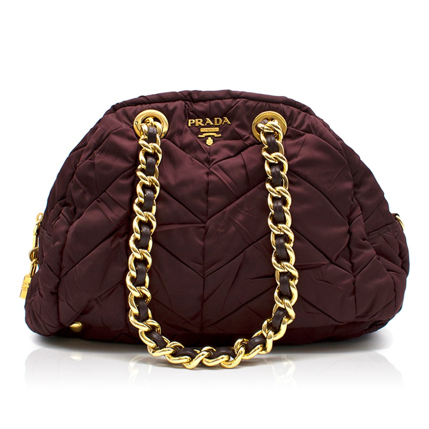 prada logo quilted shoulder bag