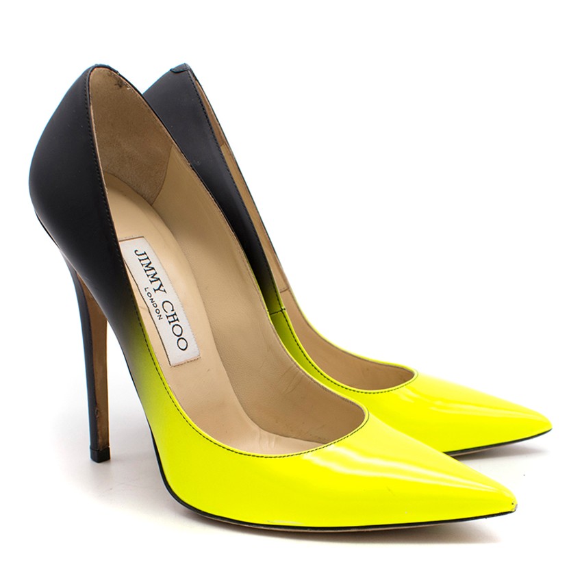 black and neon yellow heels