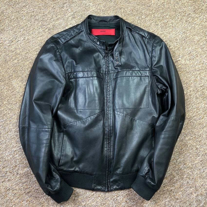 hugo boss red leather jacket
