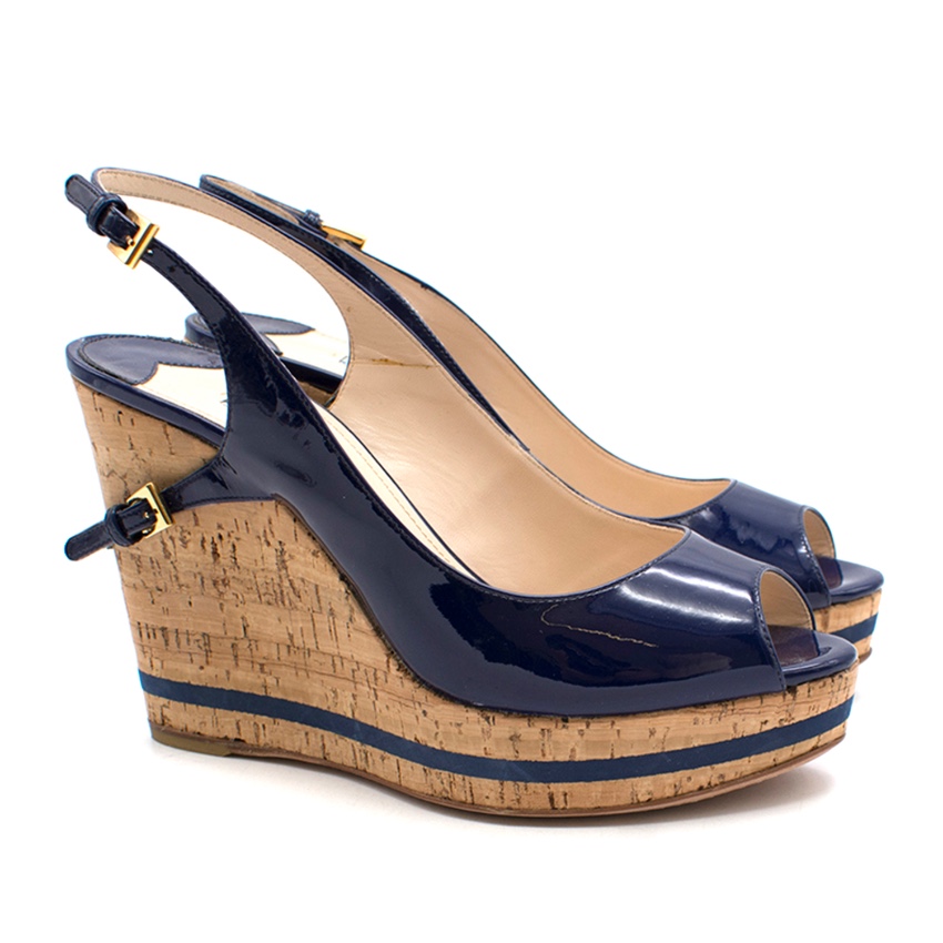 navy patent leather wedges