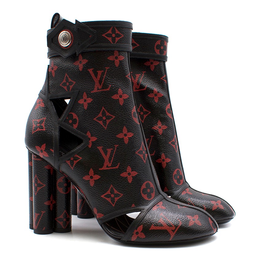 Louis Vuitton Black And Red Monogram Cut Out Boots | HEWI London