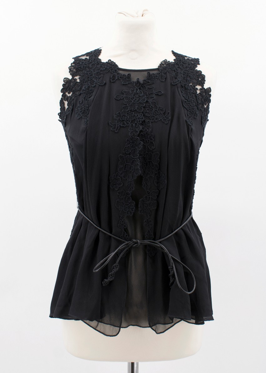 Ermanno Scervino Black Sleeveless Lace Top | HEWI
