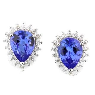 18k white gold earrings with diamonds and tanzanite