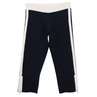 Ermanno Scervino Navy Knitted Cropped Trousers with Zippers