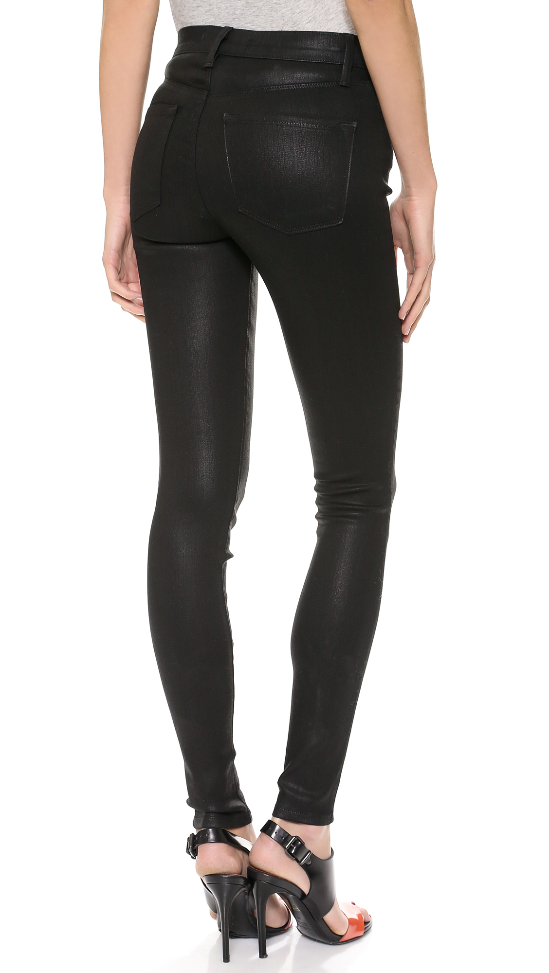 j brand black coated jeans