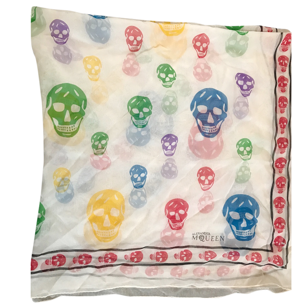 alexander mcqueen multicolor skull scarf