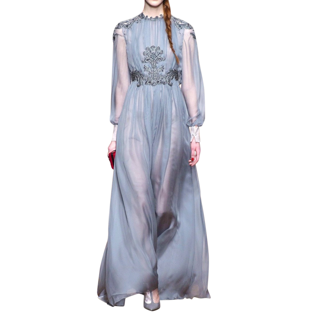 gray silk gown