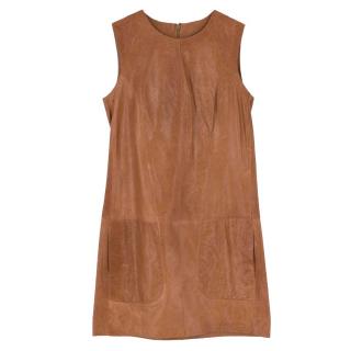 Vince Brown Leather Shift Dress