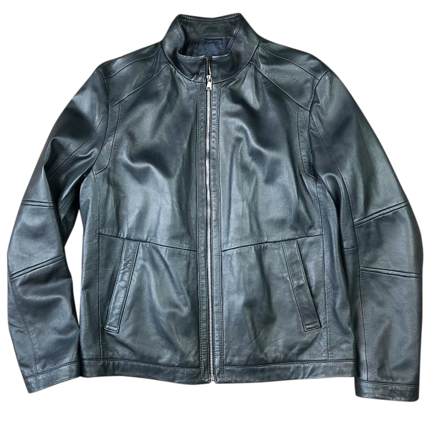 hugo boss green leather jacket