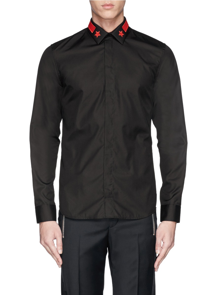 givenchy black shirt with red stars