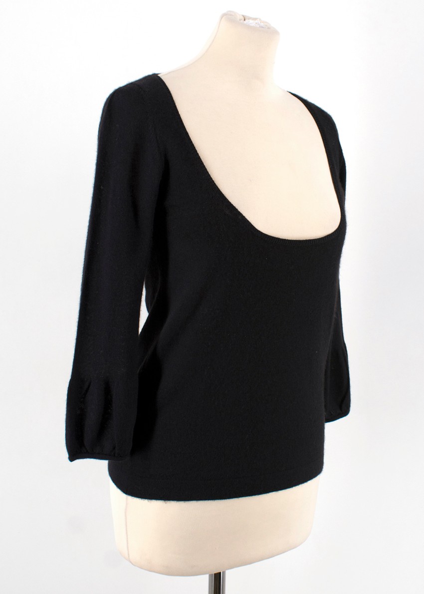 Prada Black Cashmere Low Cut Sweater | HEWI