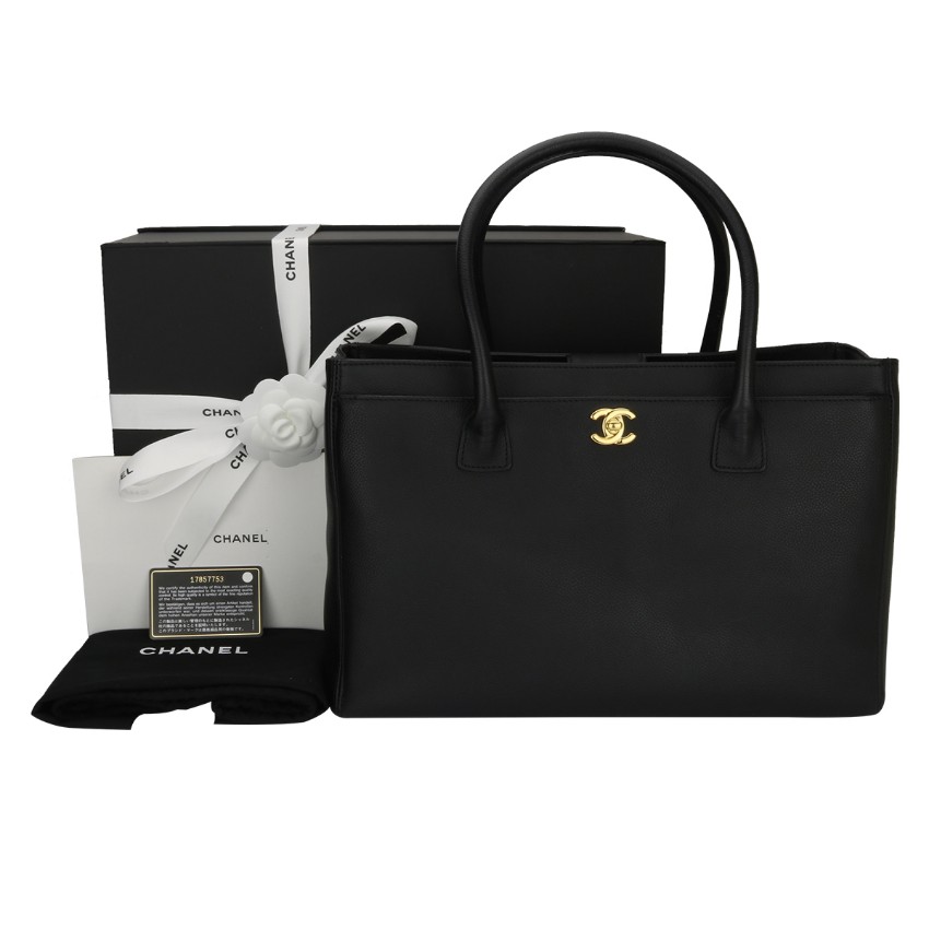 chanel calfskin cerf executive shopper tote black