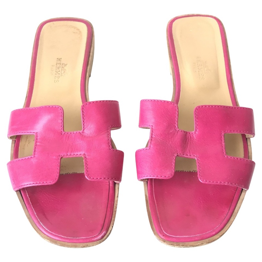 pink hermes slippers