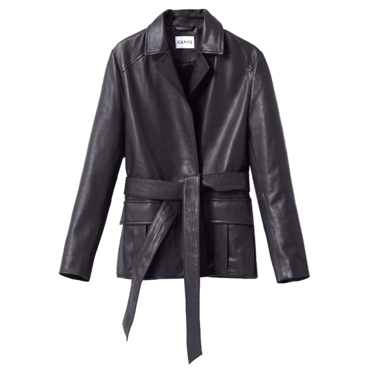 Ganni New Leather Passion Wrap Jacket 