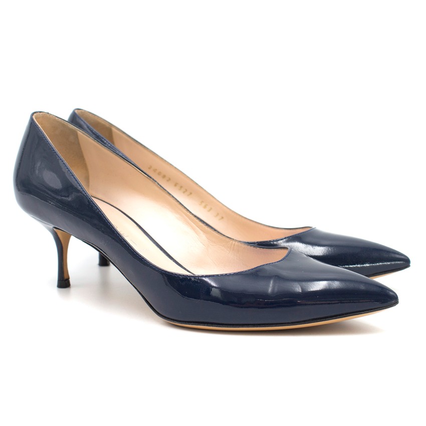 navy patent kitten heel shoes