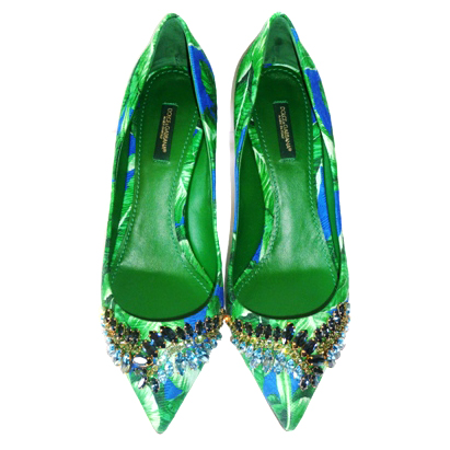 green embellished heels