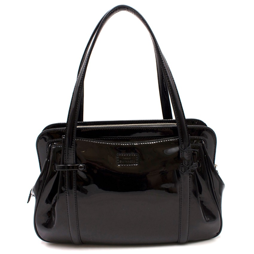 black patent leather satchel