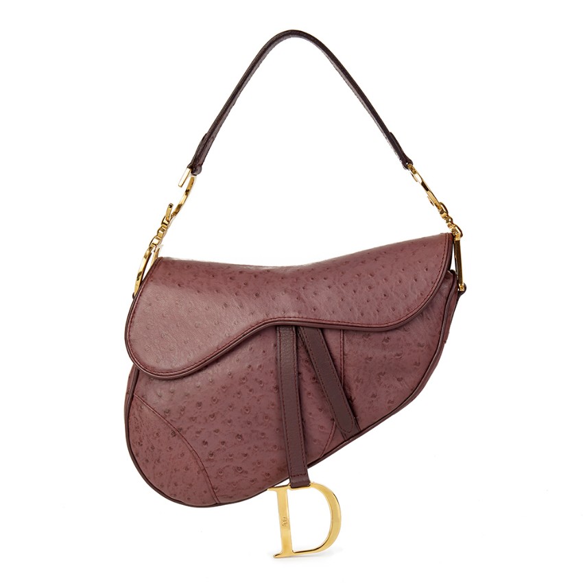 christian dior ostrich saddle bag