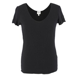 Armani Collezioni Black Textured T-Shirt