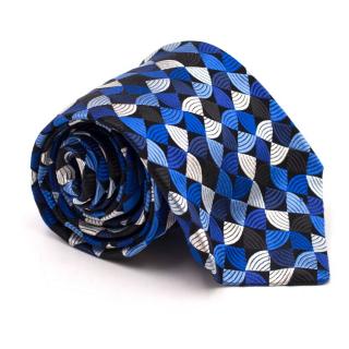 Duchamp Geometric Pattern Blue Silk Tie