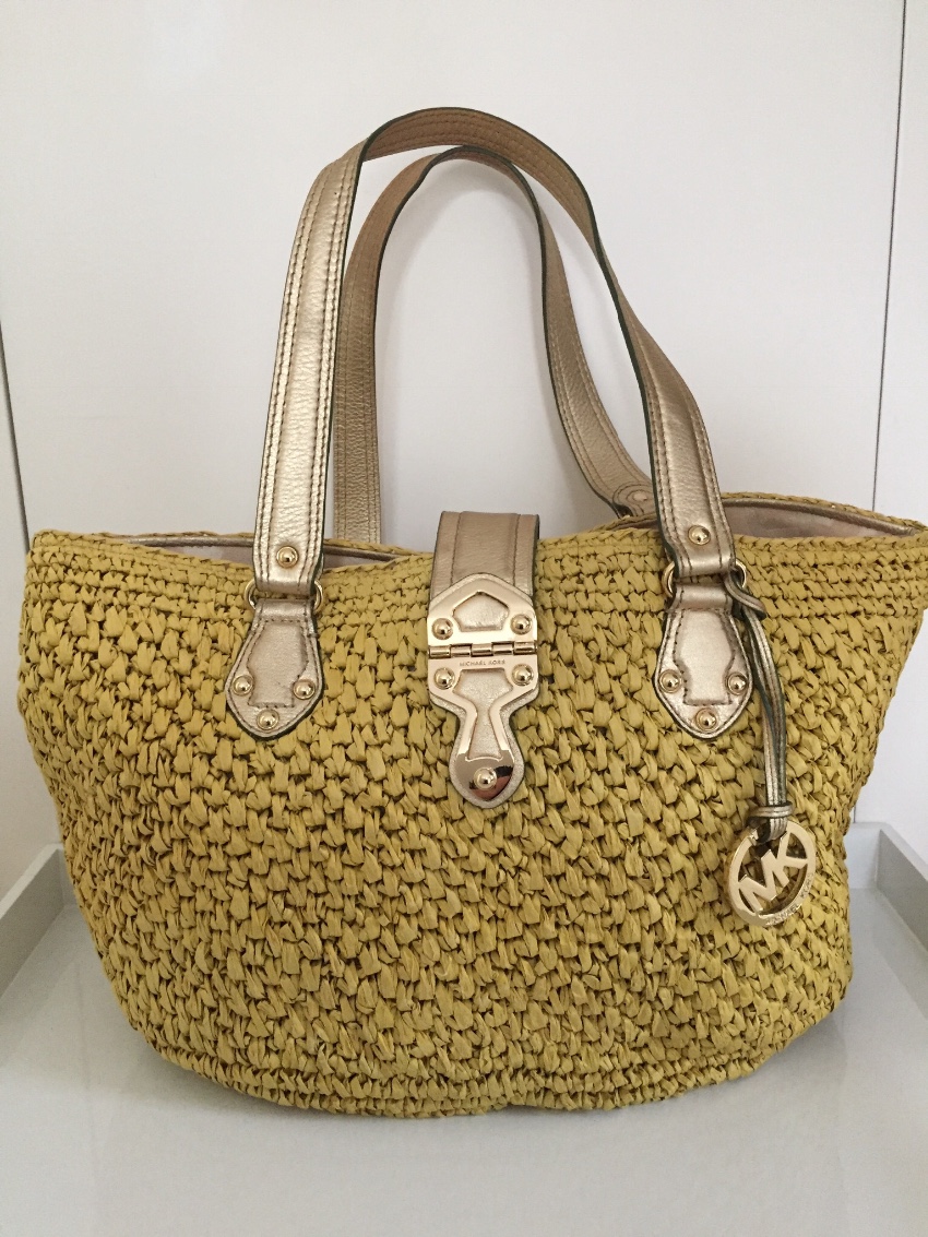 michael kors santorini straw tote