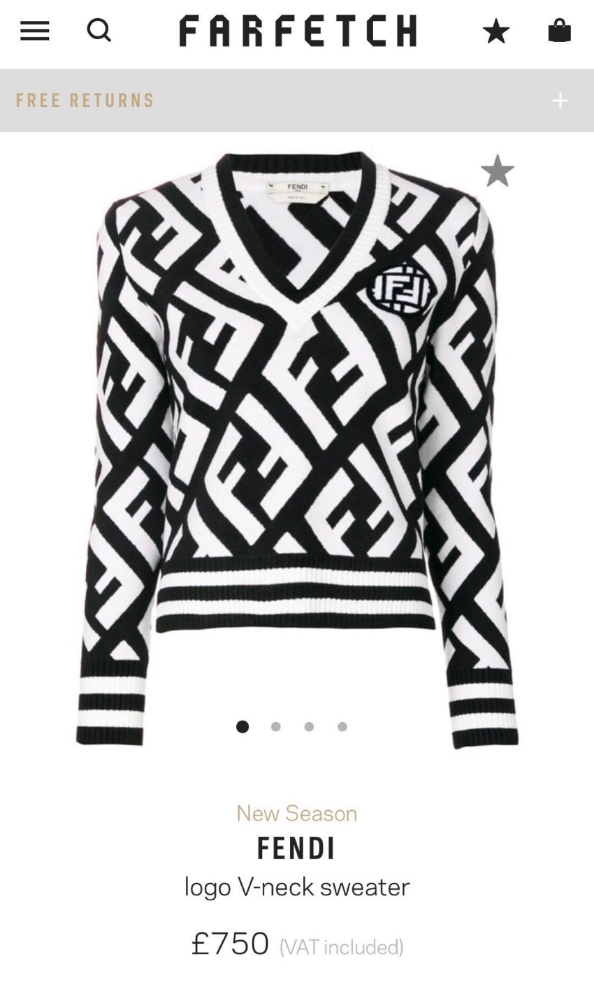 white and black fendi sweater