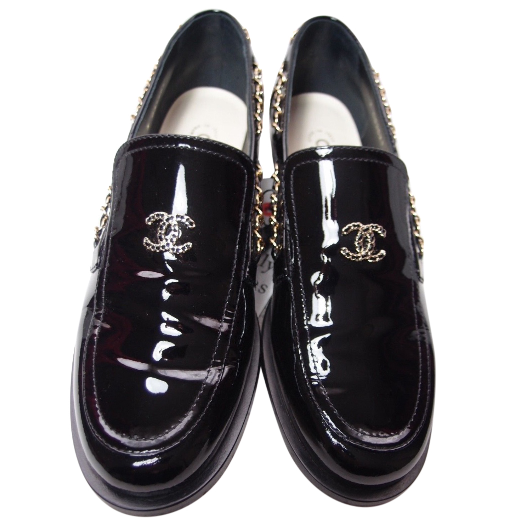 chanel patent leather loafers