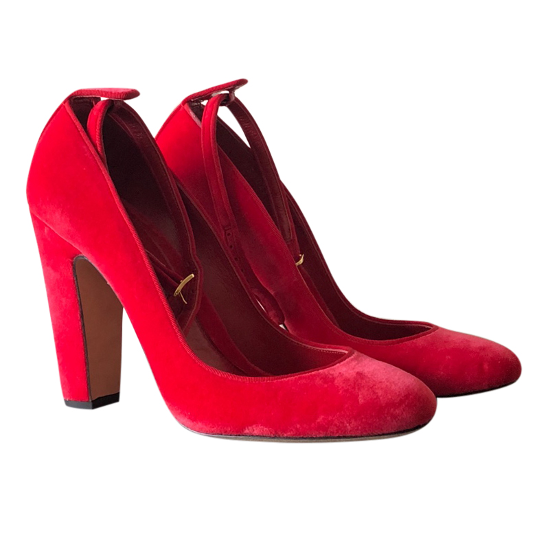 alexander mcqueen red velvet shoes
